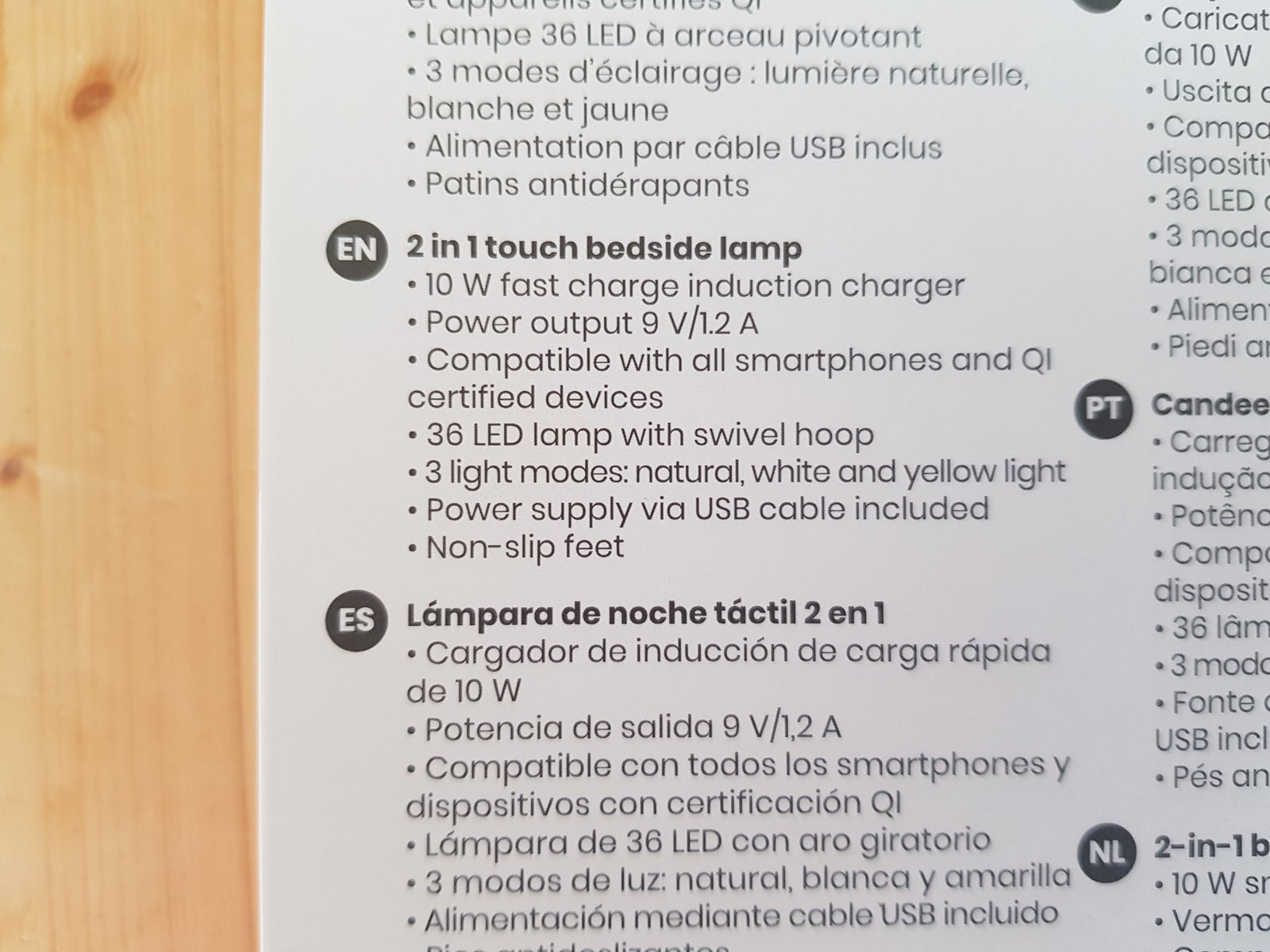 Bordlader, t. Samsung, Livoo 2-i-1 natlampe