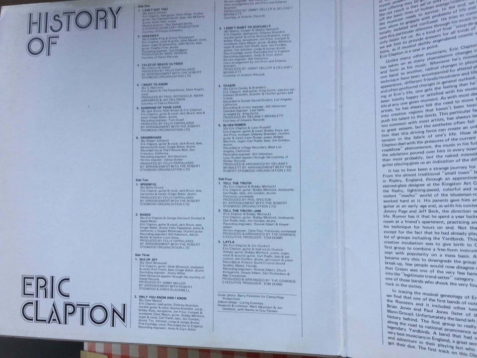 LP, Eric Clapton, History of Clapton. 2lp