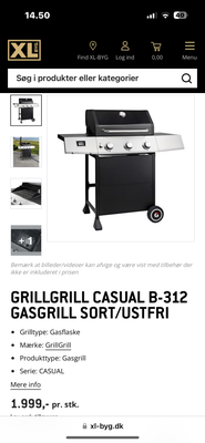 Gasgrill, Grill Grill B312, Helt ny og ubrugt gasgrill købt i sommeren 2023. Jeg har aldrig fået den
