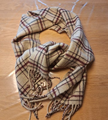 Tørklæde, Halskrave, Ukendt, str. 27x160 cm,  Råhvid sort og bordoux,  Ren uld,  Næsten som ny