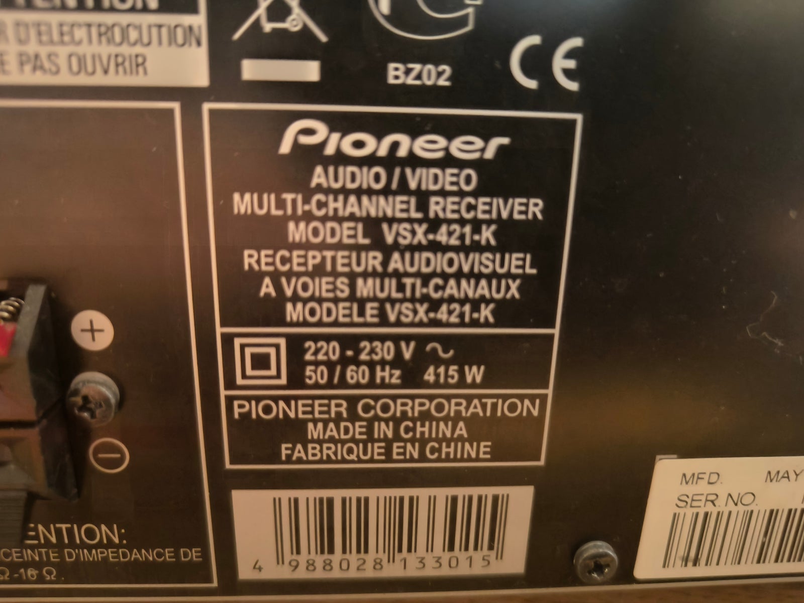 Forforstærker, Pioneer, VSX-421-K