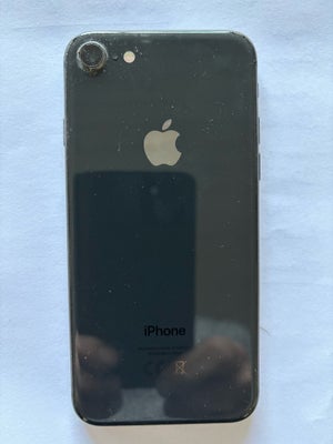 iPhone 8, 64 GB, sort, Der er kun enkelte brugsridser på siden af telefonen.
Glasset på for-og bagsi