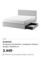 Dobbeltseng, Ikea Gladstad, b: 160 l: 200