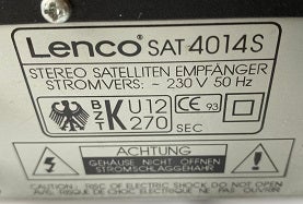 LENCO, Satellit modtager, SAT 4014 S