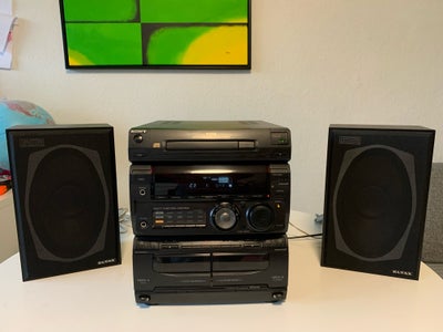 Stereoanlæg , Sony, MHO-RX50, God, 

- FM/AM-radio
- CD Player
- 2 kasettebåndoptagere,
- AUX/MD Ing