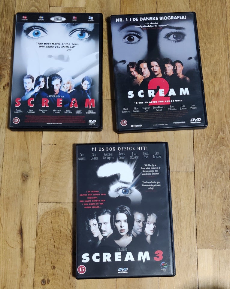 Scream 1 -3, instruktør Wes Craven, DVD