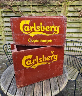 Ølkasse, Carlsberg, 2 stk. absolut originale 70'er retro ølkasser i bedste Carlsberg-stil. 
Fortsat 
