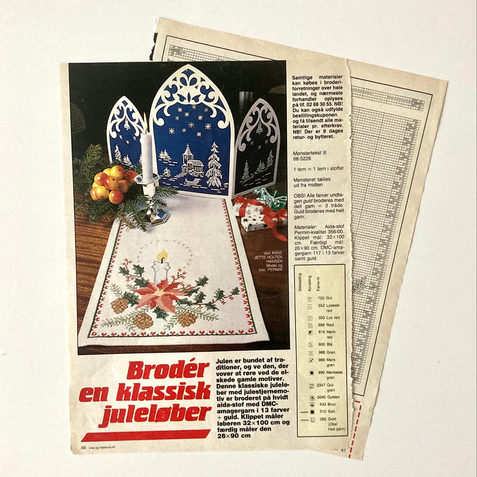 Broderi, mønster, Juleløber – Ude & Hjemme Nr. 41 1988