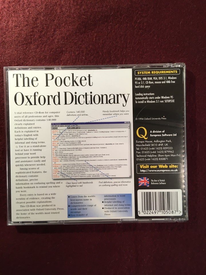 The Pocket Oxford Dictionary, emne: sprog