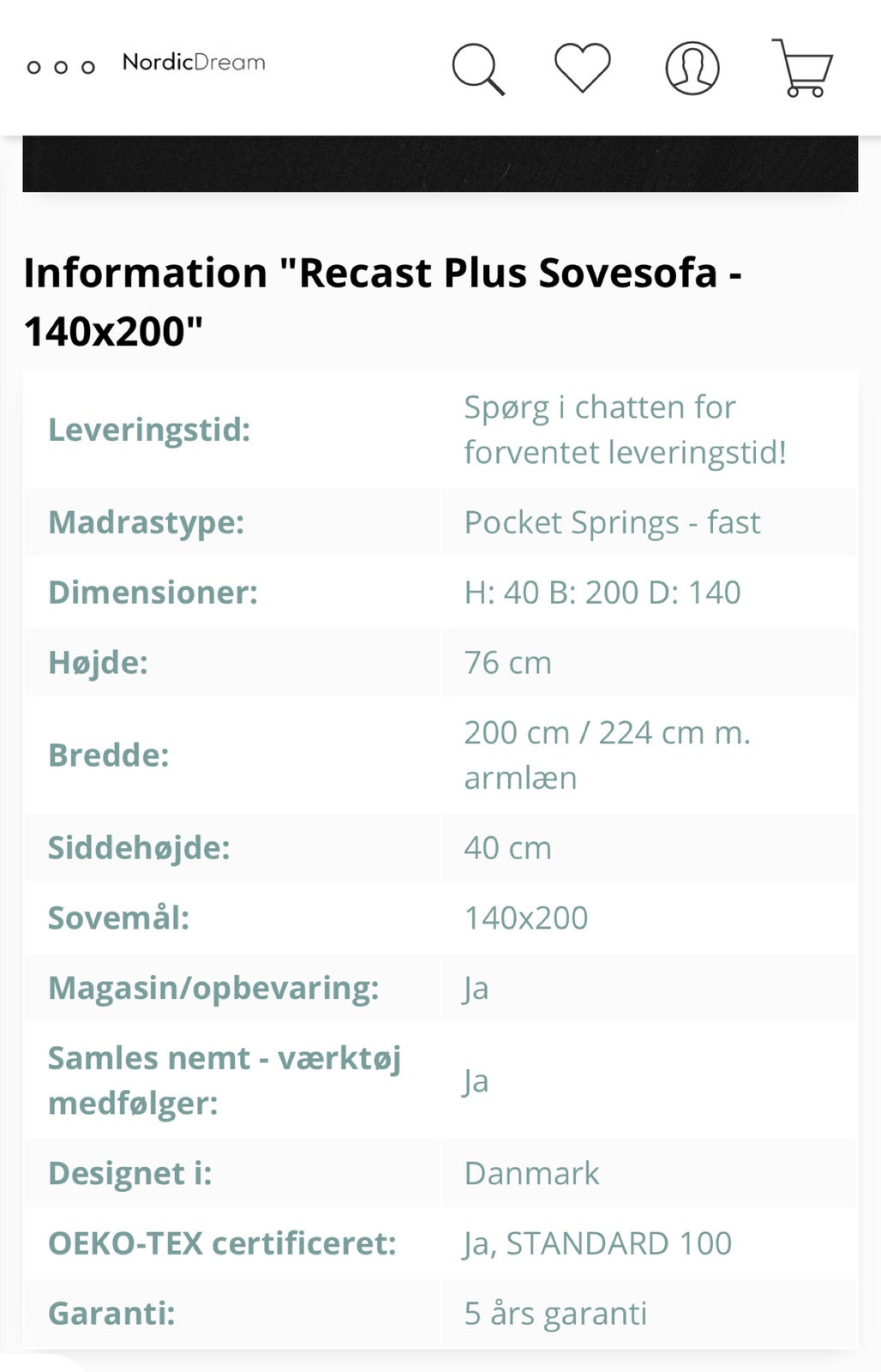 Sovesofa, Nordic Dream