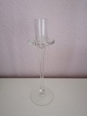 Lysestage i glas, 21cm høj