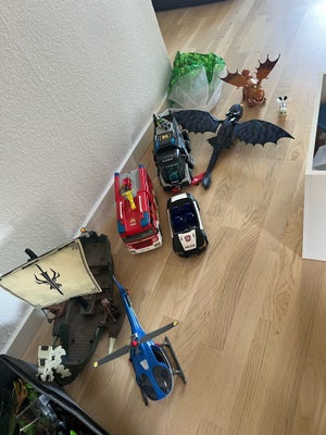 Playmobil, Pirat, brandbil, politi, drage, SWAT, zoo, Playmobil, Blandet få år gammelt playmobil sæl