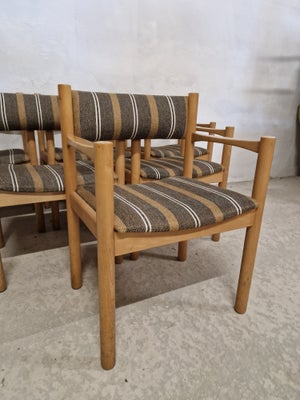 Spisebordsstol, Schou Andersen, Fede armstole fra Schou Andersen Møbelfabrik med stribet stof. Polst