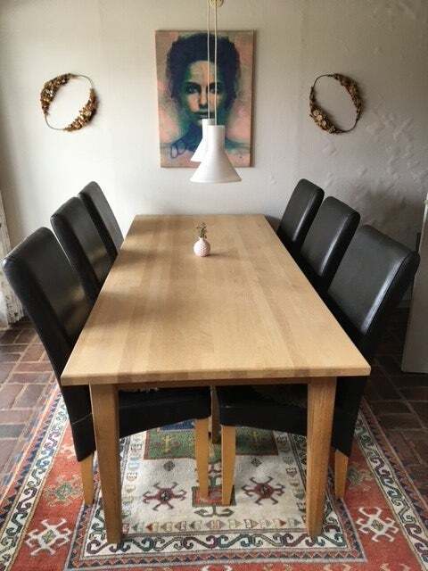 Spisebordsstol, Træ og mørkebrun læder, Ukendt
