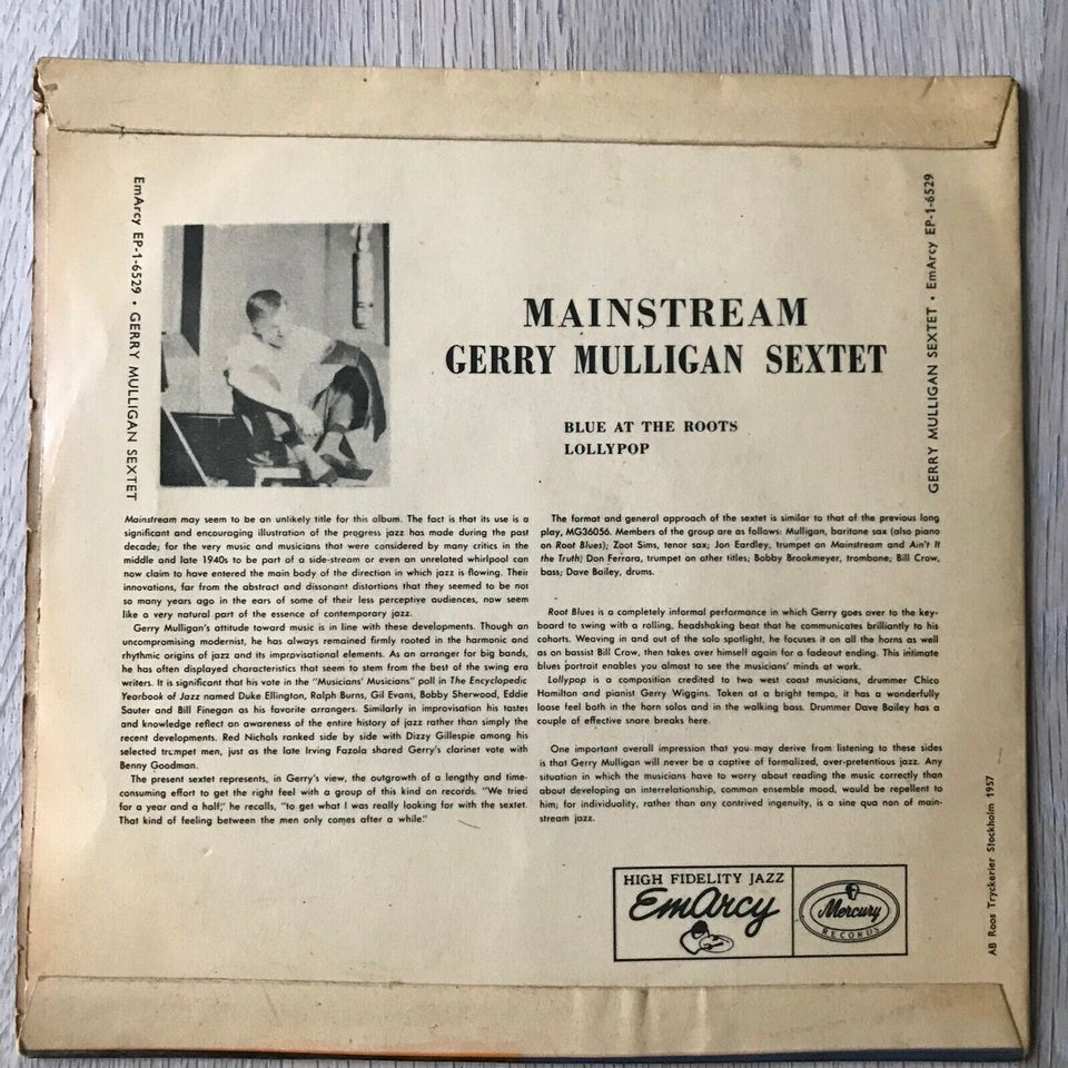 Single, Gerry Mulligan Sextet, Blue At The Roots/Lollypop