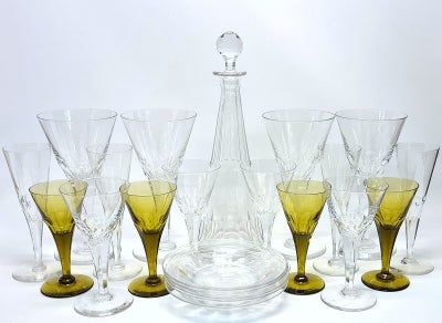 Glas, Vinglas div., ølglas, champagneglas, karaffel, Holmegaard / Val Saint Lambert, Fantastisk sæt 