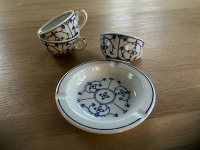 Porcelæn, Tekopper og skål, Fattigmandsmussel, Tekopper, diameter 7,5 cm, lille skål med diameter 13