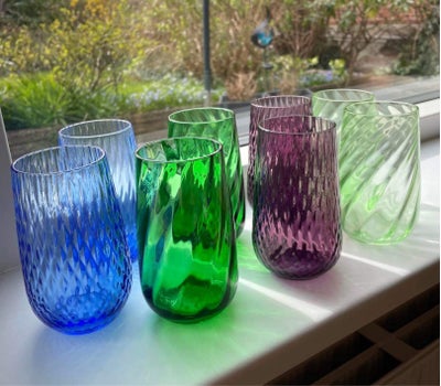 Glas, Glas, Anna Lipa, 8 glas i flotte farver - 3 Cl - sælges samlet