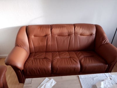 Sofa, læder, 3 pers. , Dansk design, Tre og to personers sofasæt i cognacfarvet ægte læder sælges ti