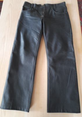 Bukser, Læderbukser, str. 34, mørkebrun, læder, Næsten som ny, Kraftig læderbuks str 34, med 84cm i 