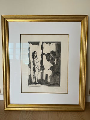 Litografi , Pablo Picasso , motiv: Peintre et Modele aux Chrveux long , b: 68 h: 78, Pablo Picasso

