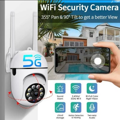Overvågningskamera, 5G kamera 5 Mega pixels opløsning og zoom

Nye i original indpakning

5MP Wifi I