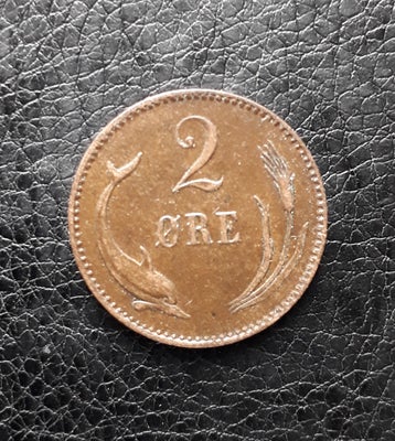 Danmark, mønter, 2 Øre 1880 i pæn kvalitet.