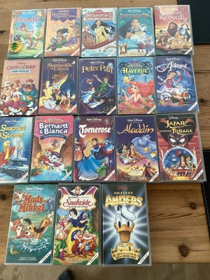 Tegnefilm, Disney, 18 stk. VHS Disney film.

1) Tillykke Anders 60 år
2) Snehvide og de syv små dvær