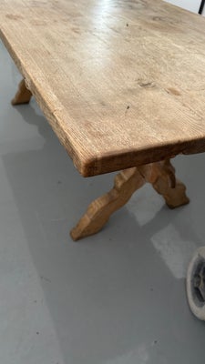 Spisebord, Eg, b: 86 l: 200, 50+ år gammelt velholdt massivt egetræsbord med patina og masser af sjæ