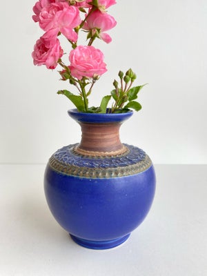 Keramik, Keramikvase , Höganäs, Lille blå keramikvase 