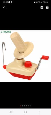 Garn, Garnsnøgle rullemaskine, En maskine for at rulle garnnøgle.
Sættes på en bord kanten og skrues