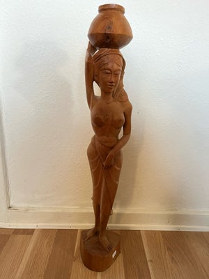 Træskæring af balinesisk kvinde figur, Stor ca. 59 cm og tung ca. 1800 gr træskæring forestillende b