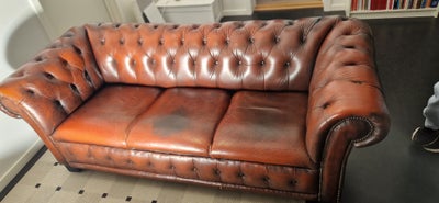 Sofa, læder, 3 pers. , Chesterfield, Dejlig Chesterfield sofa som vi synes er meget flottere og mere