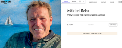 2 x billetter / Mikkel Beha, 2 x billetter til:

"Fortællinger til en verden i forandring - EKSTRA"
