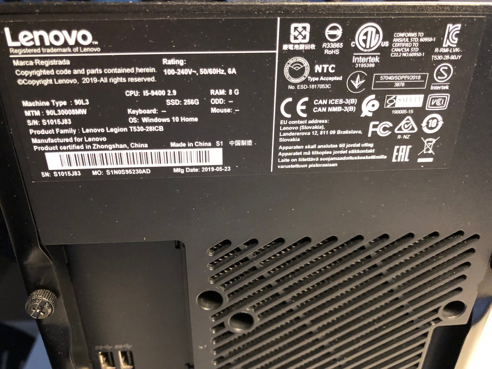Lenovo, Stationær, intel i5-9400 Ghz