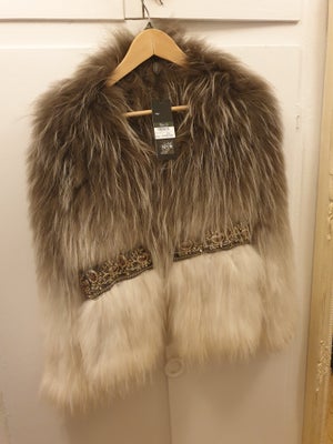 Pels, str. One size, Buch,  Two Tone   Hvid/ taupe,  Vaskebjørn,  Ubrugt