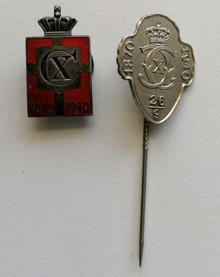 Militær, Kongeemblem 925 Sølv til herre- ”sølv” nål 1940, Kongeemblem 925 Sølv til herre og ”sølv” C