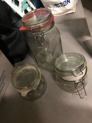 Glas, Opbevaring, Ikea Korken Opbevaring, Three conservation bottles (mason jar, weckpot, Opbevaring