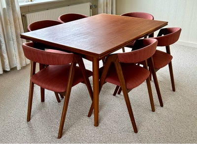 Spisebord m/stole, Teak, Super velholdt teak træ spisebords sæt med hollands udtræk.