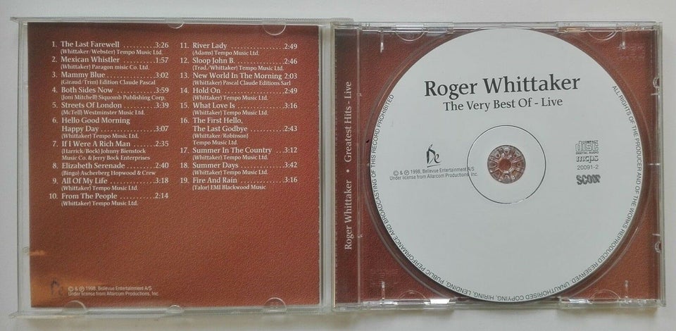 Roger Whittaker: The Very Best Of - Live, folk