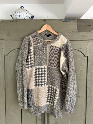 Sweater, GANT, str. XL,  Patchwork Grå/Grå,  Bomuld,  God men brugt, Sjov patchwork trøje Grå i Grå 