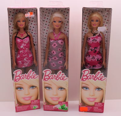 Barbie, 3 stk Barbie, Lot med 3 stk helt nye Barbie dukker.
Mattel 2012
Alle 3 dukker er nye i æske 