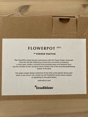Verner Panton, Flowerpot Vp1, pendel, Verner panton flowerpot vp1. I farven Matt Black. Aldrig brugt