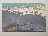 Farve træsnit orig., Hans Lynge , motiv: Grønland 1972