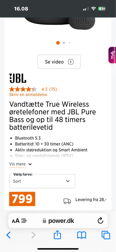 in-ear hovedtelefoner, JBL, Perfekt