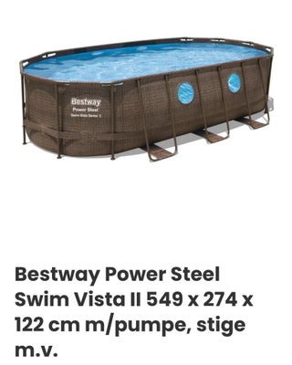 Badebassin, Bestway  Powersteel Swim Vista Series II, PVC, Brugt men velholdt. 13.430 L med pumpe, s