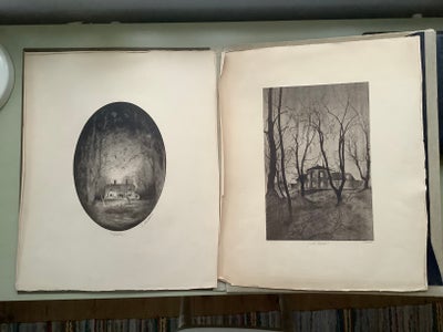 Andet, Einar Nerman, Kunstmappe med navn og 6 original litografier af Einar Nerman - og et ark med e