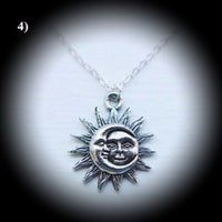 Halskæde, sølv, * Halskæde med måne og sol - i Tibetansk Sølv