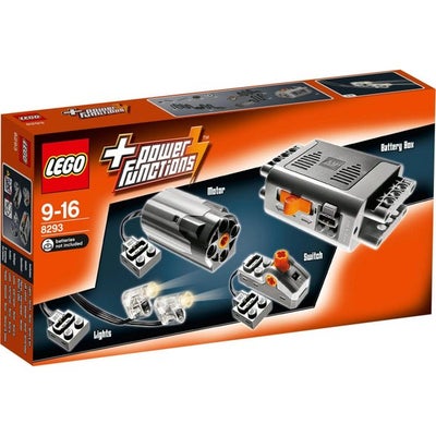 Lego Technic, 8293, Lego 8293 Power Functions motorsæt.
Med alle dele.
Betteri boks, LED-lys, motor 