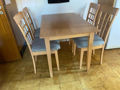Spisebord m/stole, Træ, b: 70 l: 120, Flot velholdt kvalitetsbord og 4 stole til stue eller køkken s